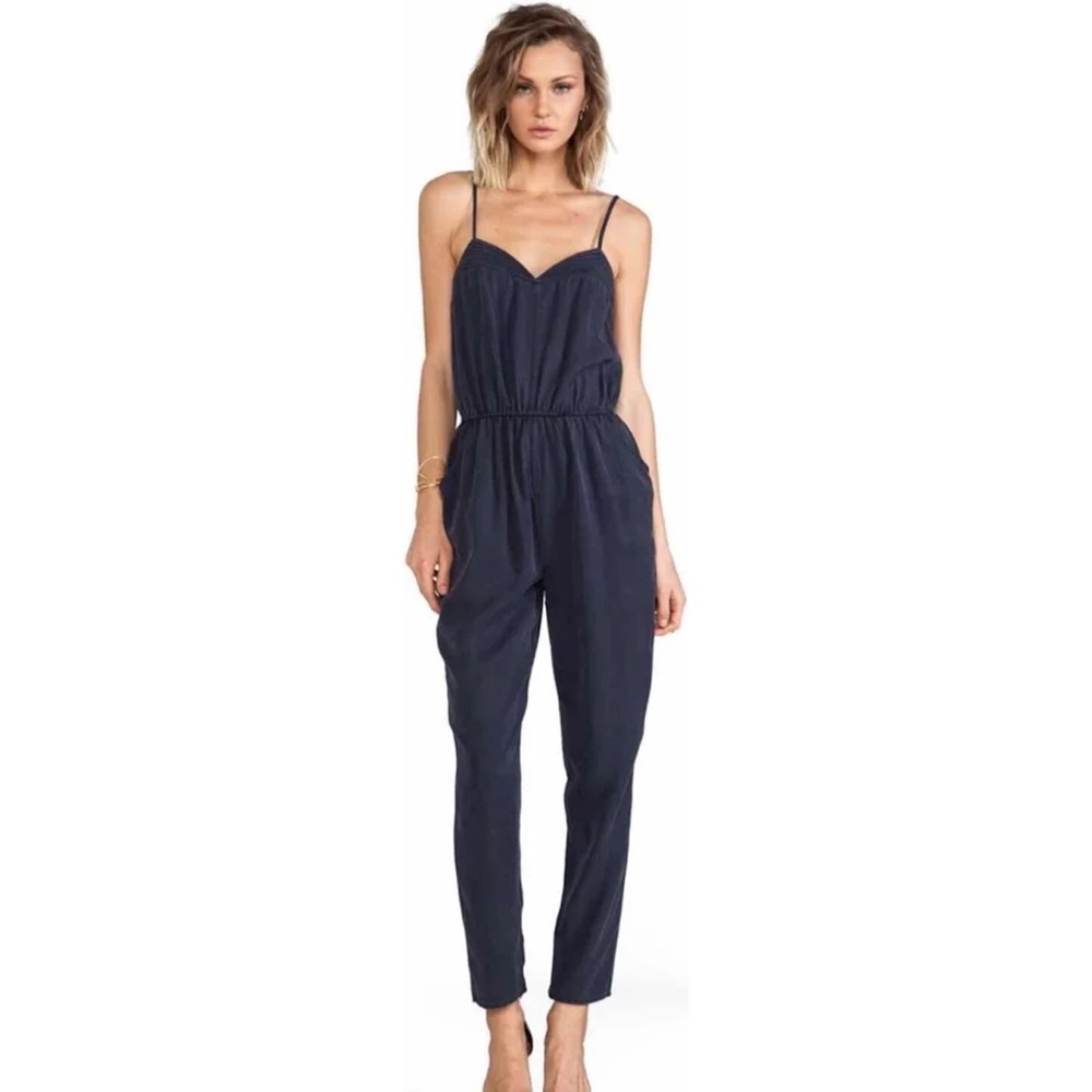 Finders Keepers Metropolis Jumpsuit in Navy Blue Minimal Spring Summer